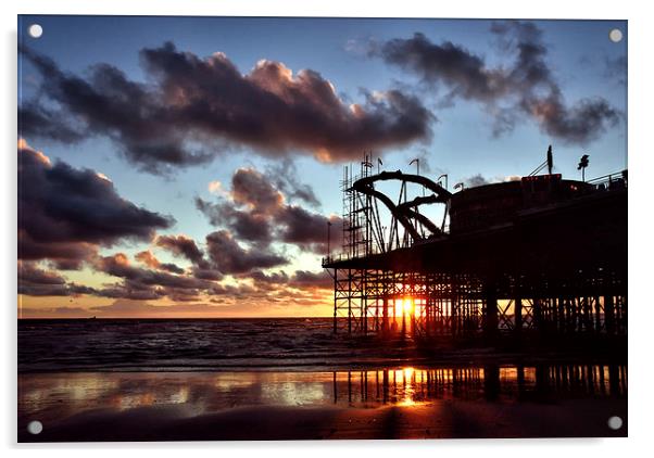 Sunset At South Pier Acrylic by Gary Kenyon