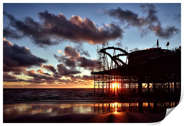 Sunset At South Pier Print by Gary Kenyon