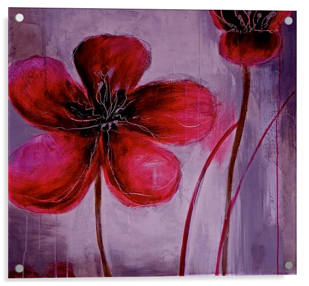 Tears of the Poppys Acrylic by Sue Bottomley