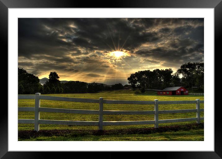 Breaking Sun In The Mountains Of North Carolina Framed Mounted Print by Greg Mimbs