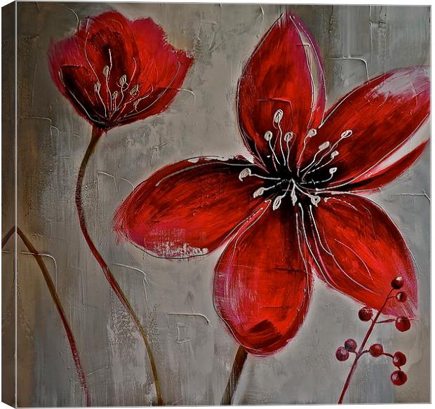 Two art poppys re-load Canvas Print by Sue Bottomley