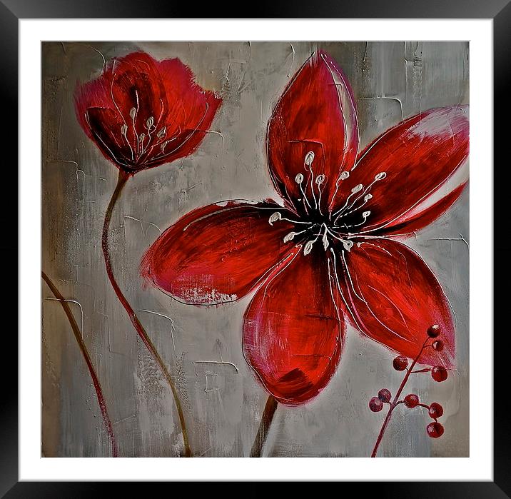 Two art poppys re-load Framed Mounted Print by Sue Bottomley