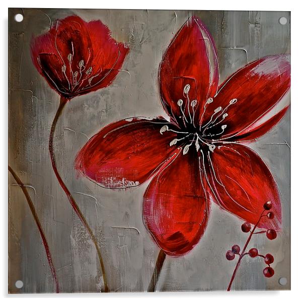 Two art poppys re-load Acrylic by Sue Bottomley