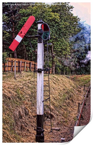 Railway Signal Print by Avril Harris