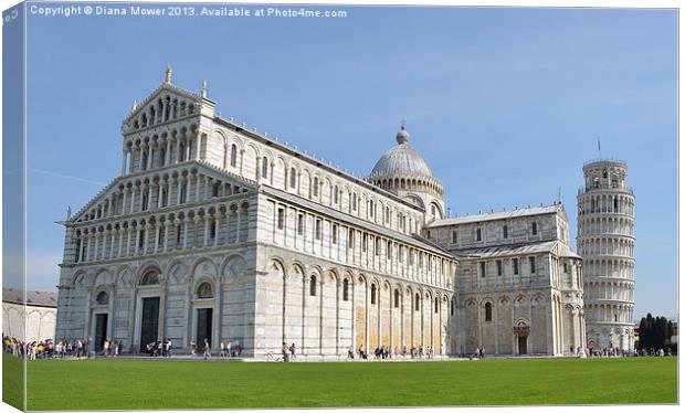 Leaning Tower of Pisa and Cathedral Tuscany Italy Canvas Print by Diana Mower