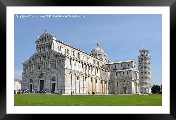 Leaning Tower of Pisa and Cathedral Tuscany Italy Framed Mounted Print by Diana Mower