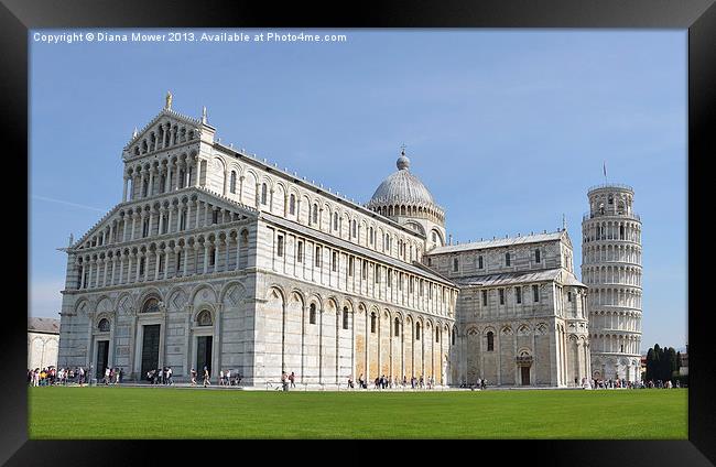 Leaning Tower of Pisa and Cathedral Tuscany Italy Framed Print by Diana Mower