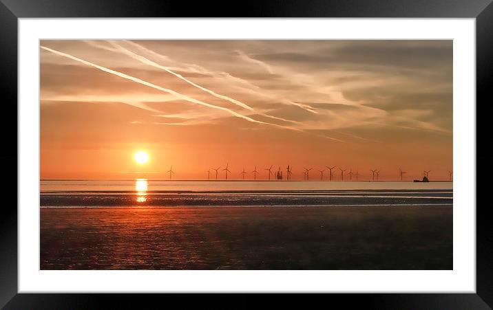Sunset on Crosby beach Framed Mounted Print by James  Hare