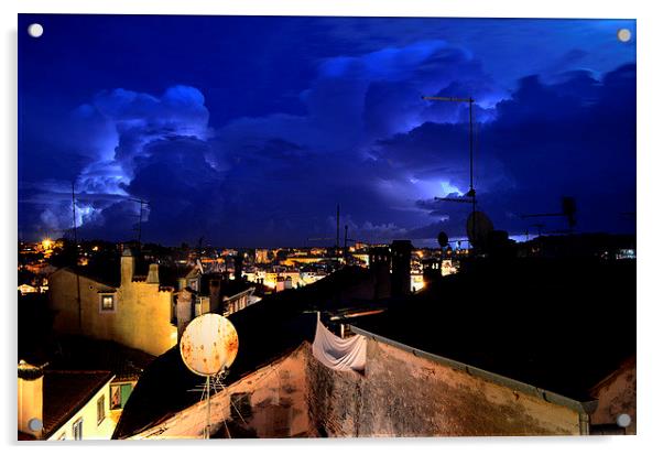 Lightening over Rovinj Acrylic by barbara walsh
