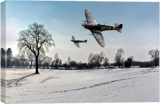 Low-flying Spitfires in winter Canvas Print by Gary Eason