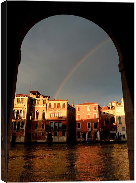 Rainbow over Venice Canvas Print by barbara walsh