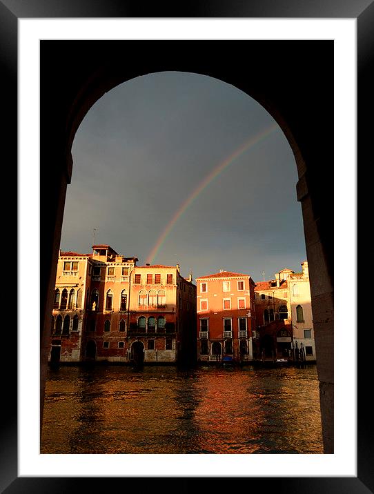 Rainbow over Venice Framed Mounted Print by barbara walsh