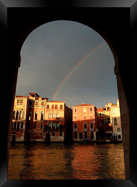 Rainbow over Venice Framed Print by barbara walsh