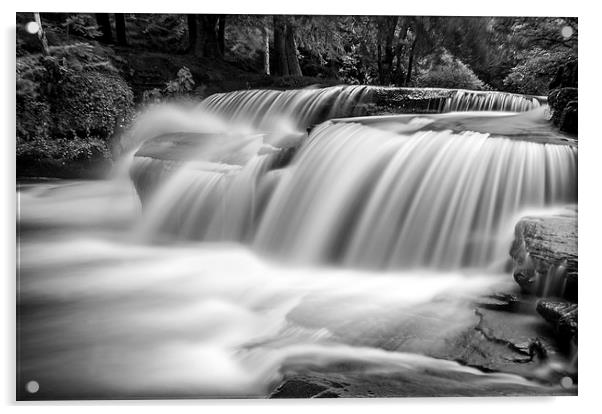 A Talybont Waterfall Acrylic by Steve Liptrot