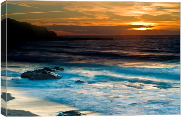 Sunset at Sennen Cove Cornwal Canvas Print by Brian Rowland
