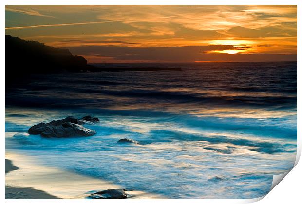 Sunset at Sennen Cove Cornwal Print by Brian Rowland