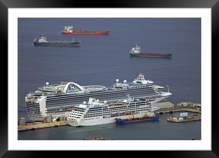 Cruise Ships at Gibraltar Framed Mounted Print by Tony Murtagh
