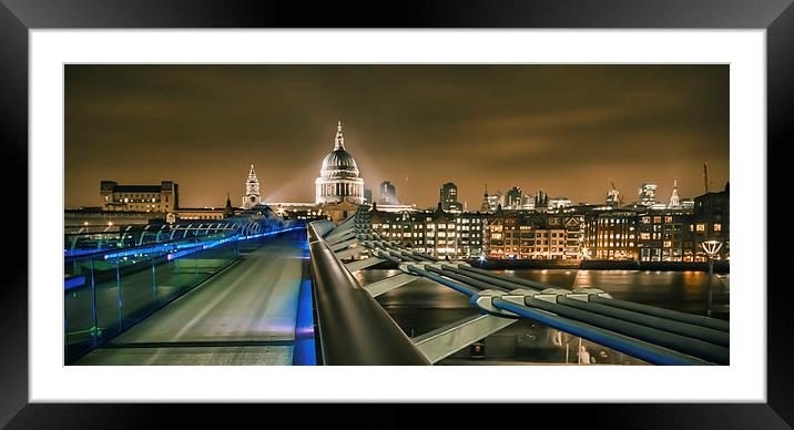 St Pauls and the Millennium Bridge Framed Mounted Print by Ian Hufton