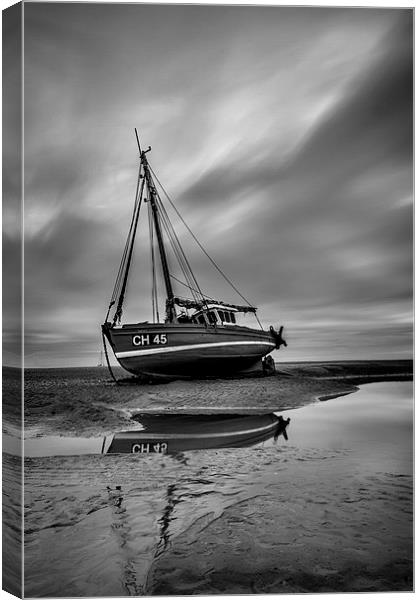 Meols Beach Boat Canvas Print by Steven Purcell