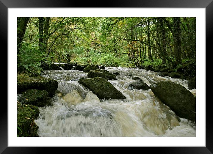 An East Lyn Waterfall Framed Mounted Print by graham young