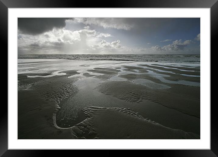 BEACH PUDDLES Framed Mounted Print by Mal Taylor Photography