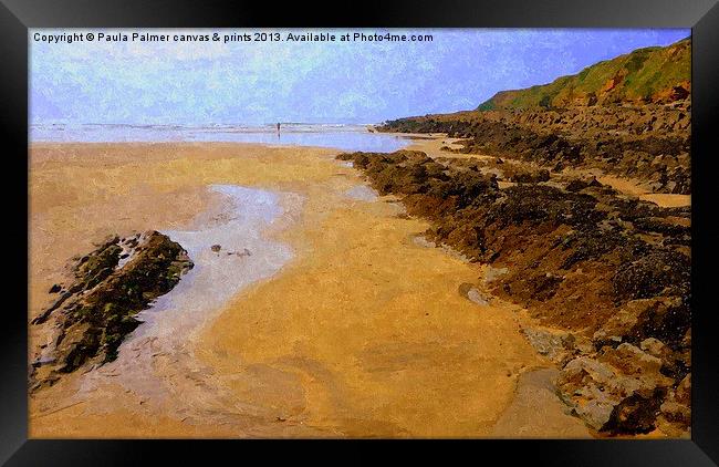 Saunton Beach 3 Framed Print by Paula Palmer canvas