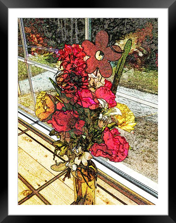 Window Bouquet Framed Mounted Print by Pamela Briggs-Luther