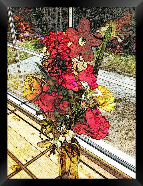 Window Bouquet Framed Print by Pamela Briggs-Luther