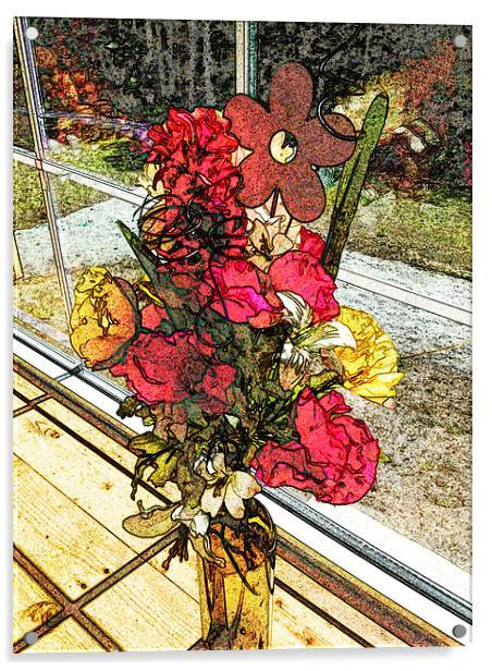 Window Bouquet Acrylic by Pamela Briggs-Luther