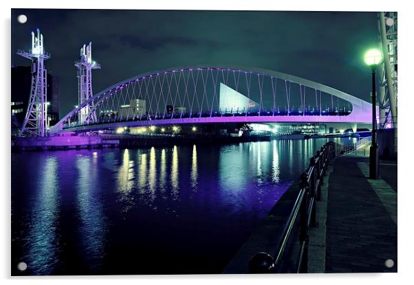The Lowry Bridge is violet Acrylic by leonard alexander