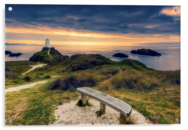 Llanddwyn Lighthouse Anglesey Acrylic by Adrian Evans