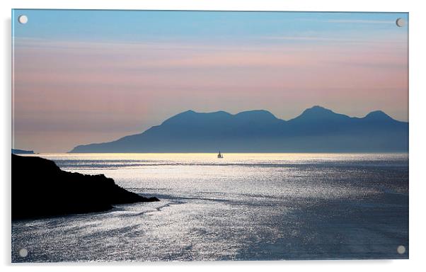 Island of Rhum from Morar, Scotland Acrylic by Linda More