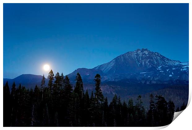 Moon Rising above North Sister Print by Belinda Greb