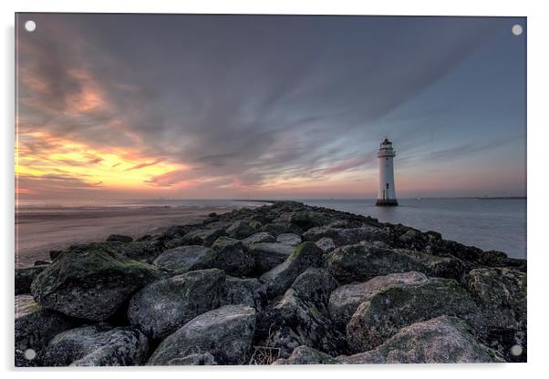 Perch Rock lighthouse after sunset Acrylic by Paul Farrell Photography