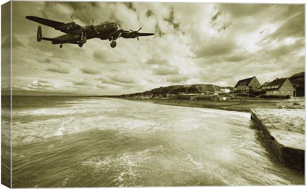 Lancaster over Omaha Beach Canvas Print by Rob Hawkins