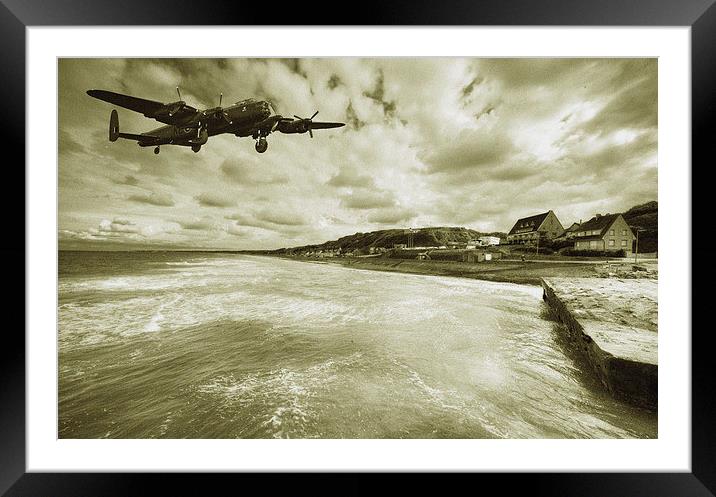 Lancaster over Omaha Beach Framed Mounted Print by Rob Hawkins