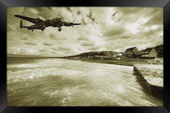 Lancaster over Omaha Beach Framed Print by Rob Hawkins