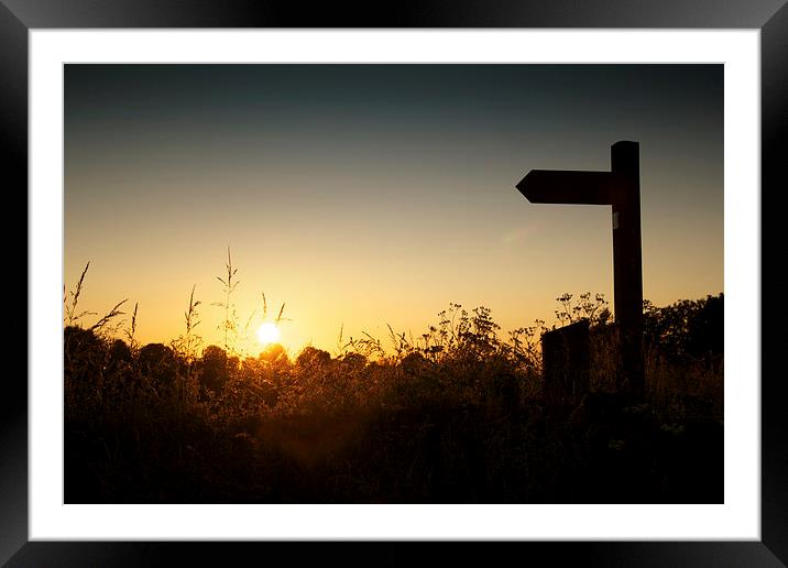 Lincolnshire sign post at sunset Framed Mounted Print by Ray Nelson