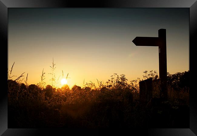Lincolnshire sign post at sunset Framed Print by Ray Nelson