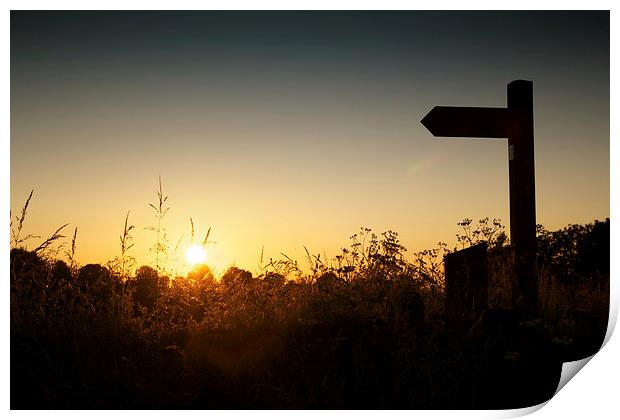 Lincolnshire sign post at sunset Print by Ray Nelson