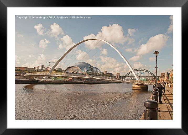 Gateshead Millennium Bridge. Framed Mounted Print by John Morgan
