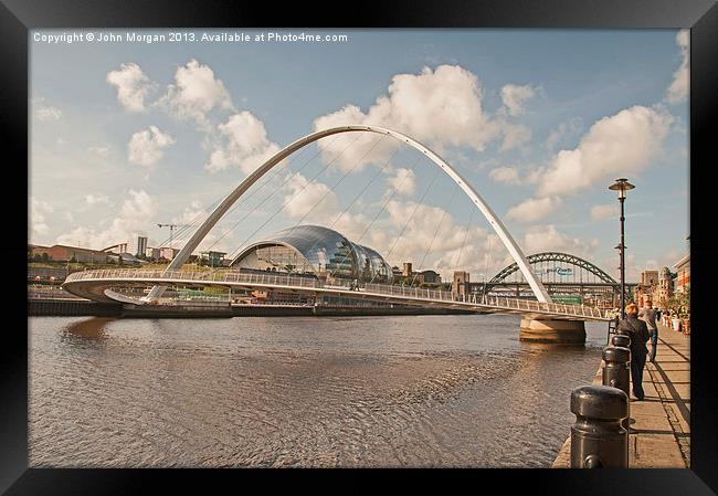 Gateshead Millennium Bridge. Framed Print by John Morgan