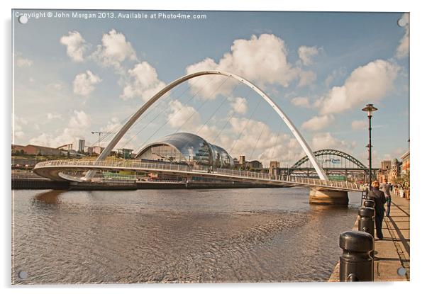 Gateshead Millennium Bridge. Acrylic by John Morgan