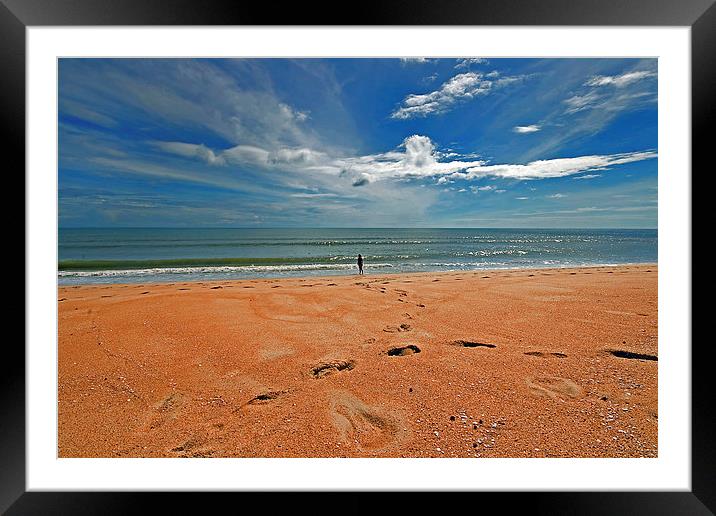 Down on the beach Framed Mounted Print by Perry Johnson