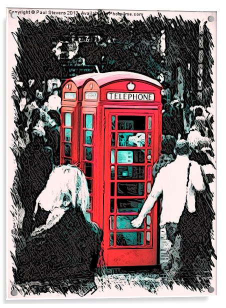 Red Phone Boxes Acrylic by Paul Stevens