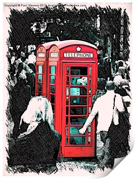 Red Phone Boxes Print by Paul Stevens