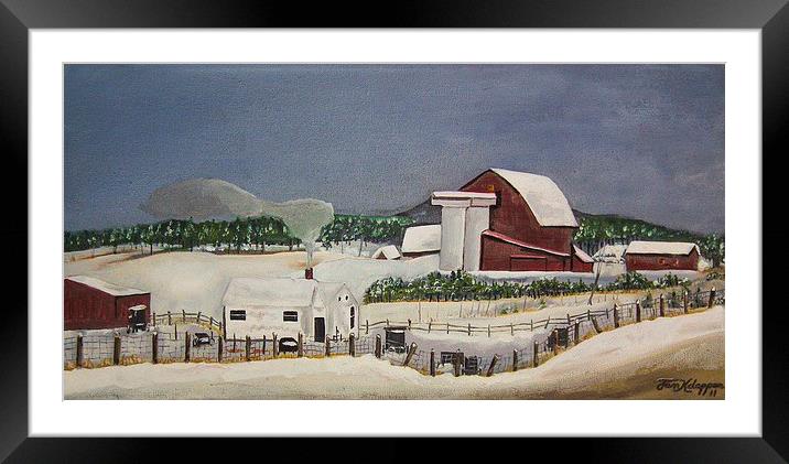 Amish Farm in Winter Framed Mounted Print by Jan Dappen