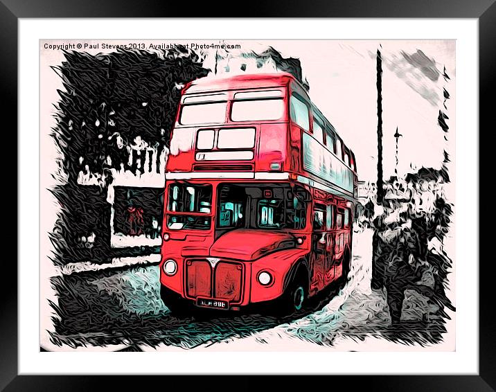Red London Bus Framed Mounted Print by Paul Stevens