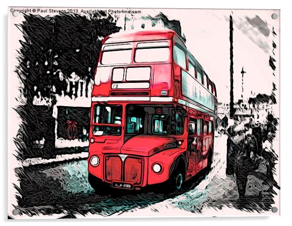 Red London Bus Acrylic by Paul Stevens