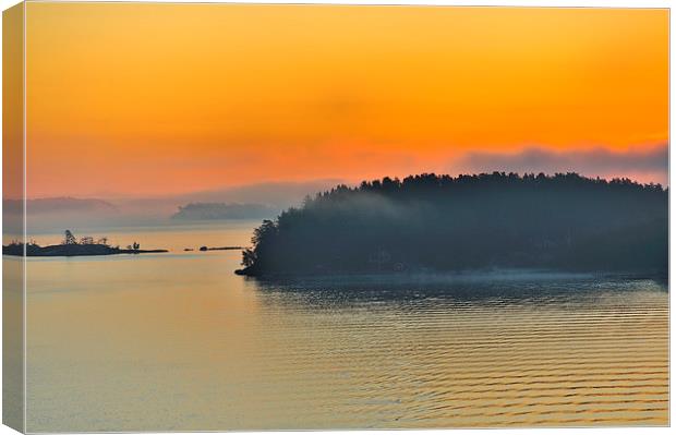Dramatic sunrise on the Baltic Sea amid the island Canvas Print by Marianne Campolongo